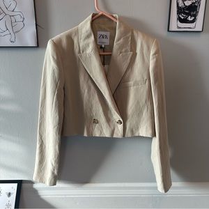 NWT - From Paris - Zara cropped blazer - tan